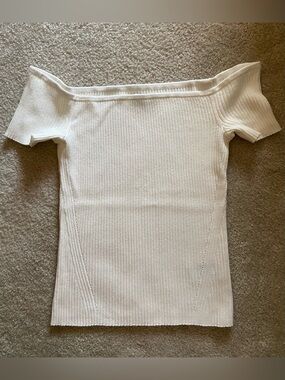 American Eagle Cream Ribbed Knit Top